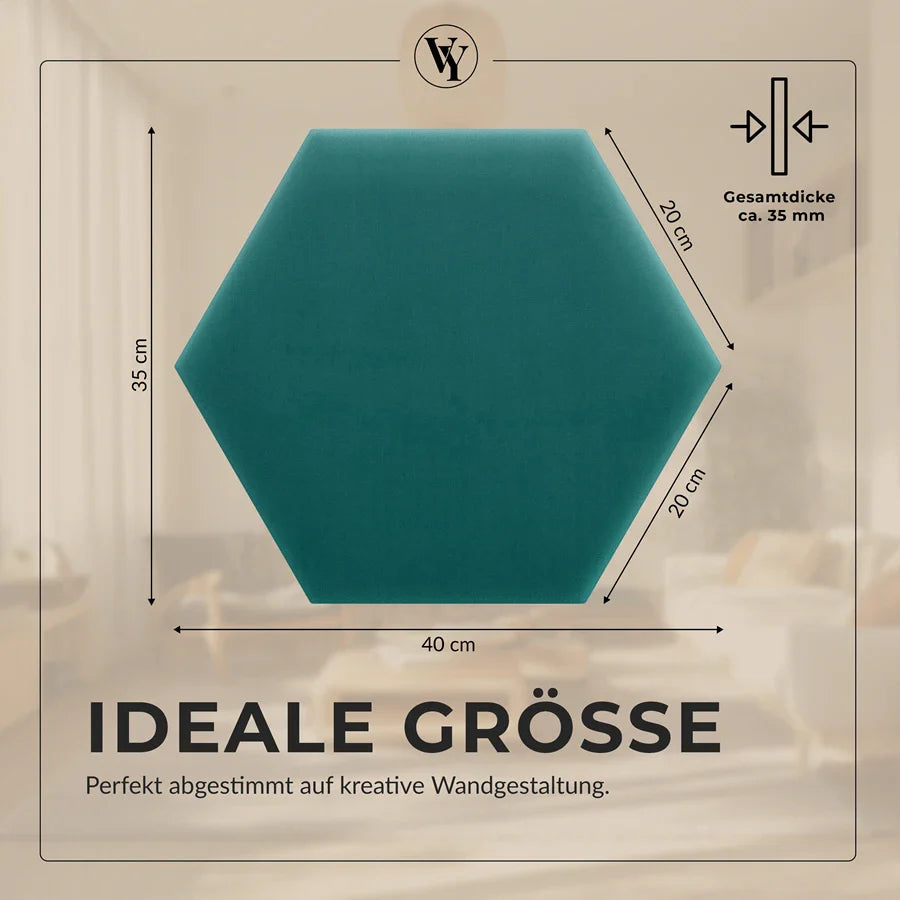 Wandkissen Hexagon | Türkis M19 Samt
