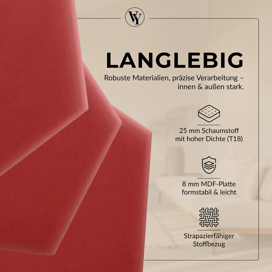 Wandkissen Hexagon | Orientrot M23 Samt