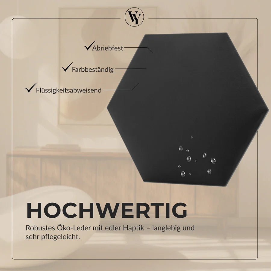 Wandkissen Hexagon | Anthrazit S02 Öko-Leder