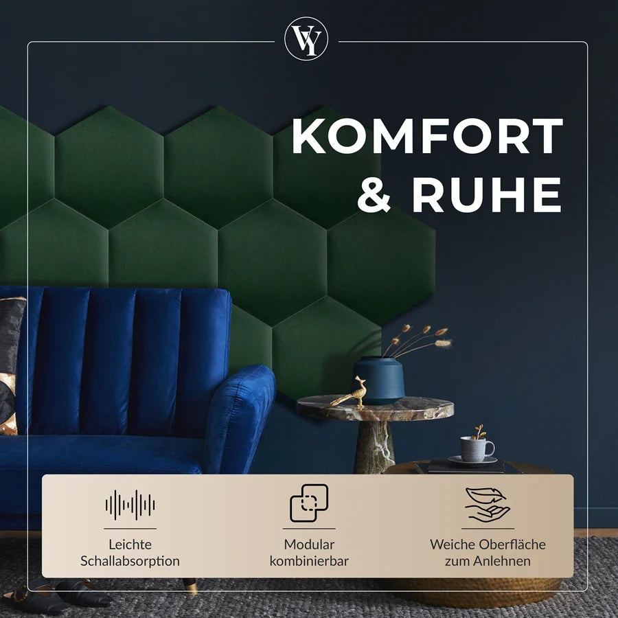 Wandkissen Hexagon | Dunkelgrün T28 Velours