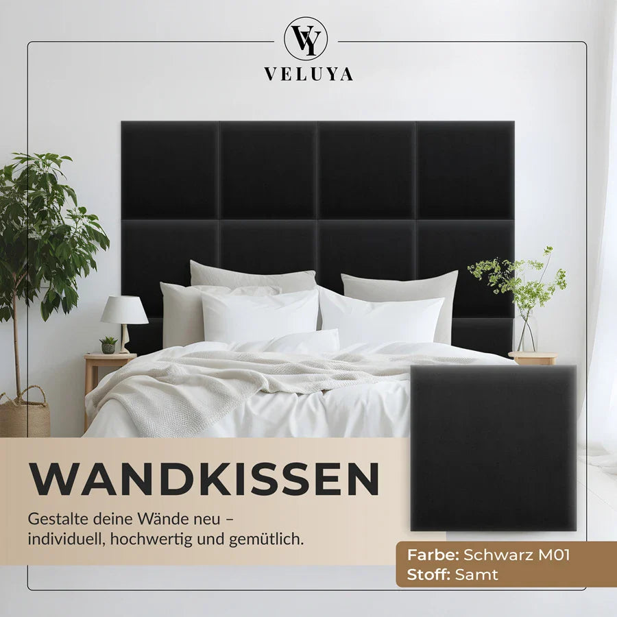 Wandkissen Quadrat | Schwarz M01 Samt