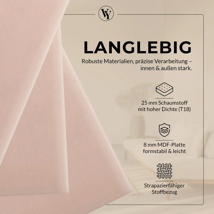 Wandkissen Quadrat | Hellrosa M06 Samt