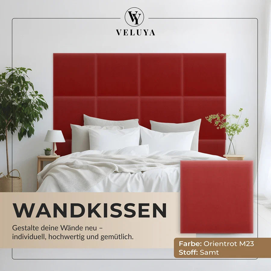 Wandkissen Quadrat | Orientrot M23 Samt