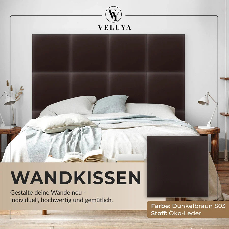 Wandkissen Quadrat | Dunkelbraun S03 Öko-Leder