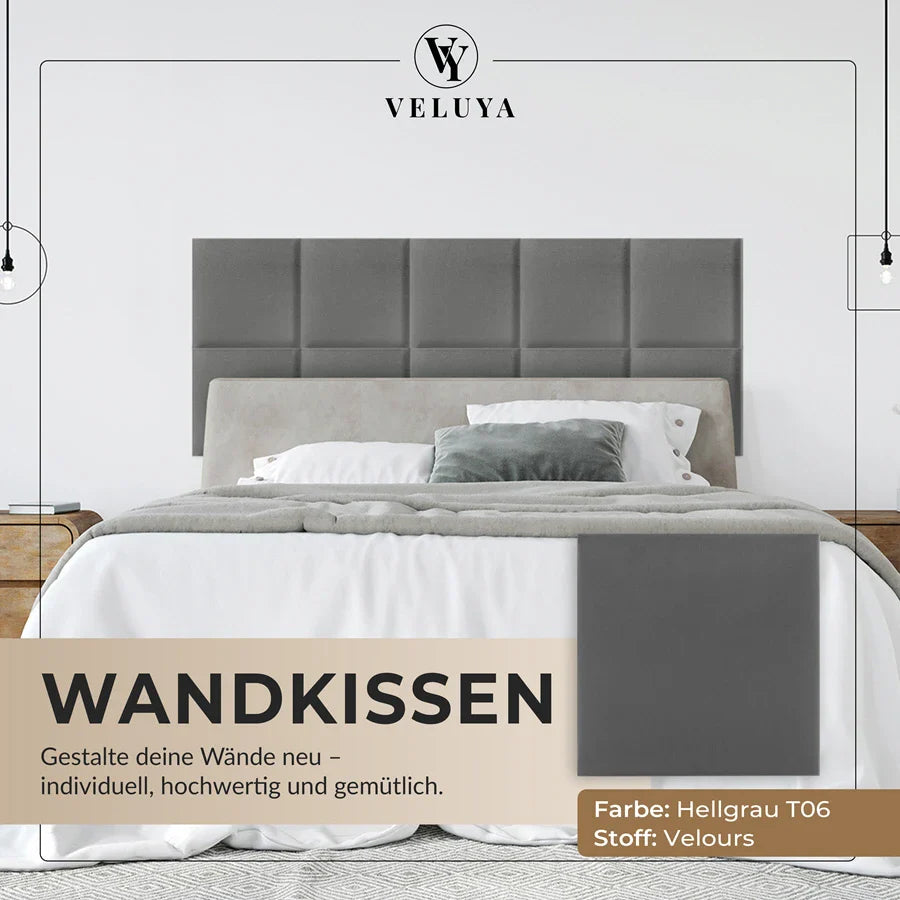 Wandkissen Quadrat | Hellgrau T06 Velours