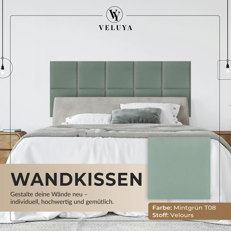 Wandkissen Quadrat | Mintgrün T08 Velours