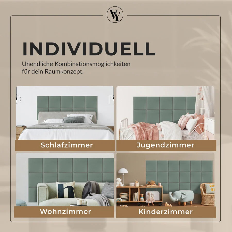 Wandkissen Quadrat | Mintgrün T08 Velours