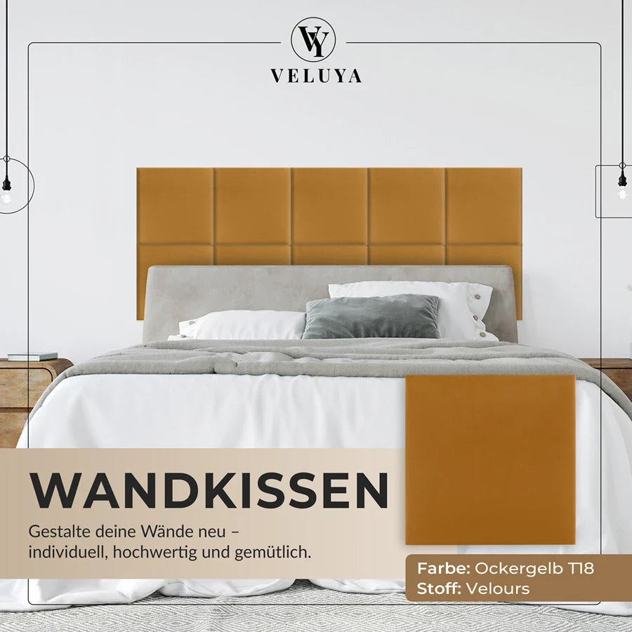 Wandkissen Quadrat | Ockergelb T18 Velours