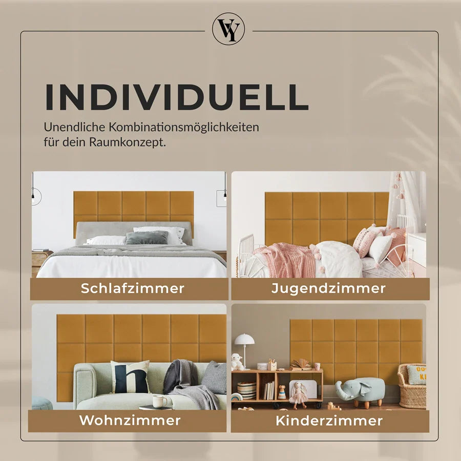 Wandkissen Quadrat | Ockergelb T18 Velours