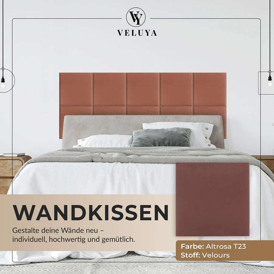 Wandkissen Quadrat | Altrosa T23 Velours