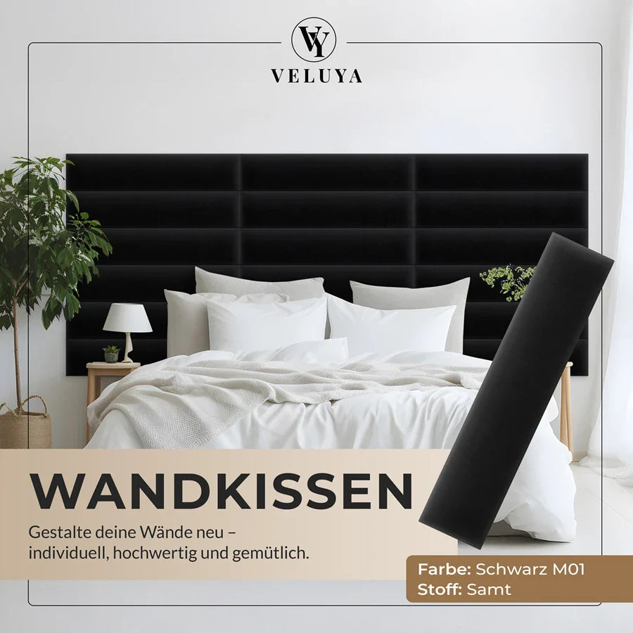 Wandkissen Rechteck | Schwarz M01 Samt