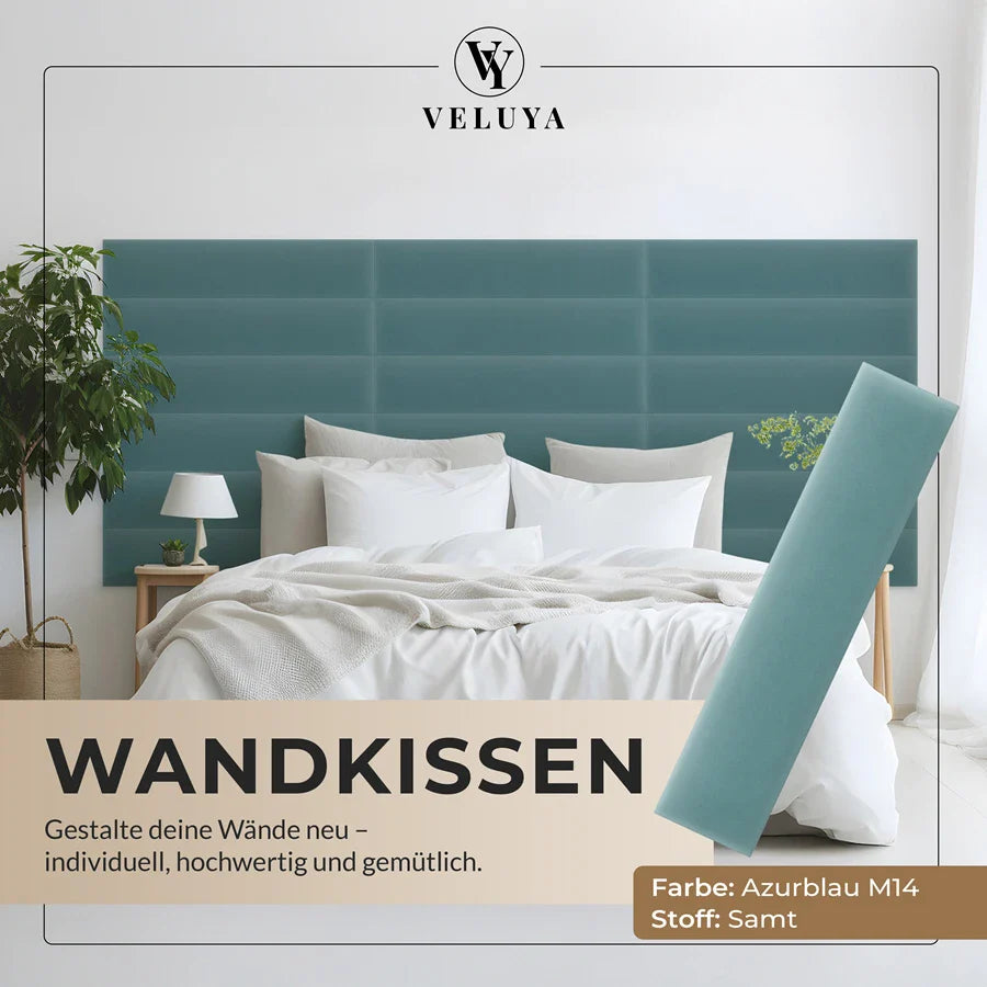 Wandkissen Rechteck | Azurblau M14 Samt