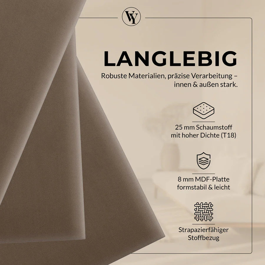 Wandkissen Rechteck | Blassbraun M15 Samt