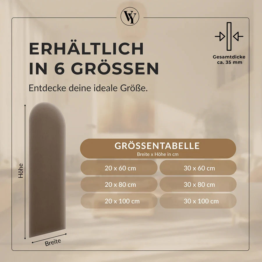 Wandkissen Rundbogen | Blassbraun M15 Samt