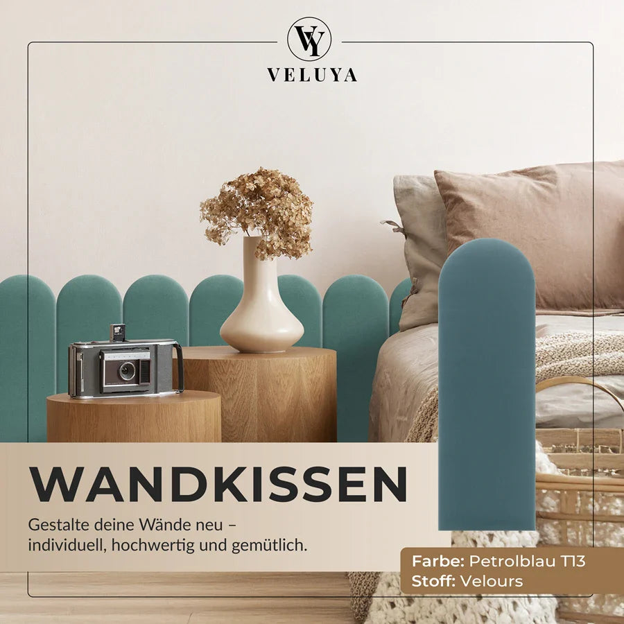 Wandkissen Rundbogen | Petrolblau T13 Velours