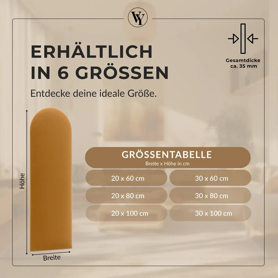 Wandkissen Rundbogen | Ockergelb T18 Velours