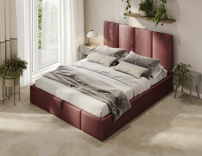 Polsterbett Veluna Lift T03 W3 Weinrot
