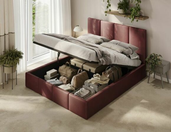 Polsterbett Veluna Lift T03 W3 Weinrot
