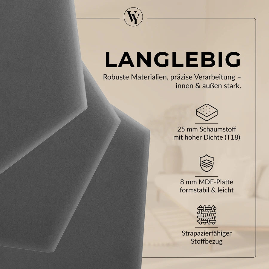 Wandkissen Hexagon | Anthrazit M02 Samt