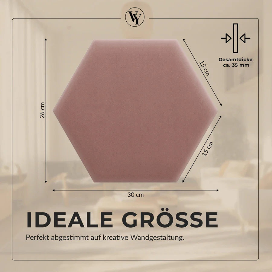 Wandkissen Hexagon | Altrosa M12 Samt