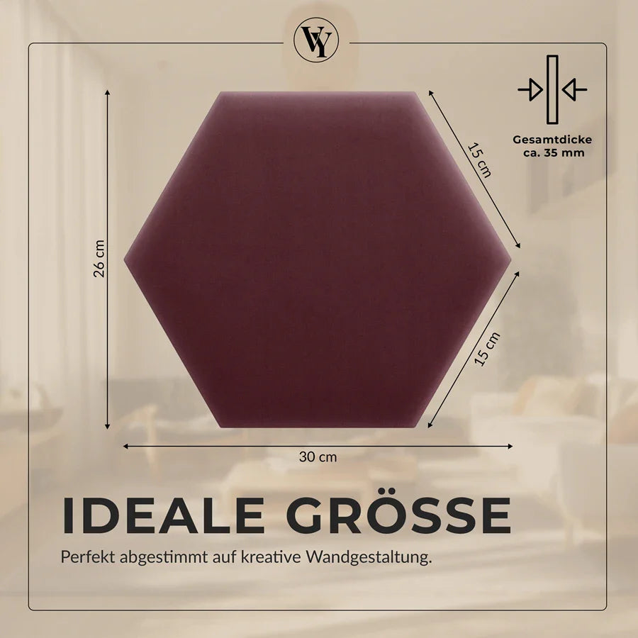 Wandkissen Hexagon | Weinrot M16 Samt