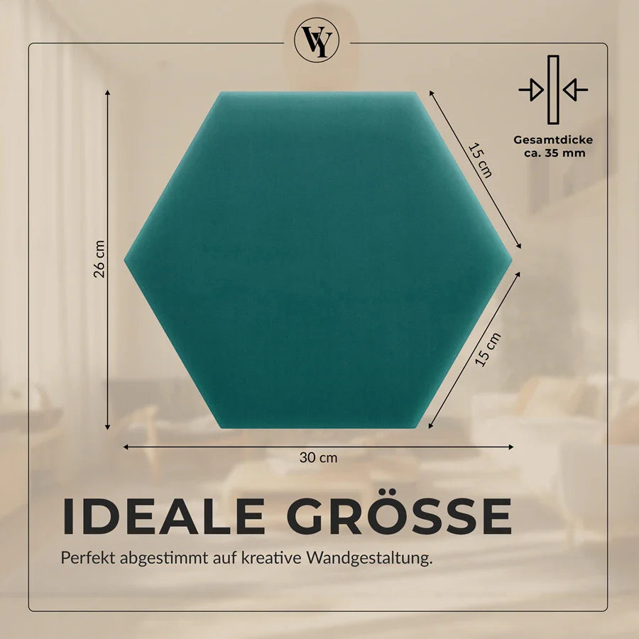 Wandkissen Hexagon | Türkis M19 Samt