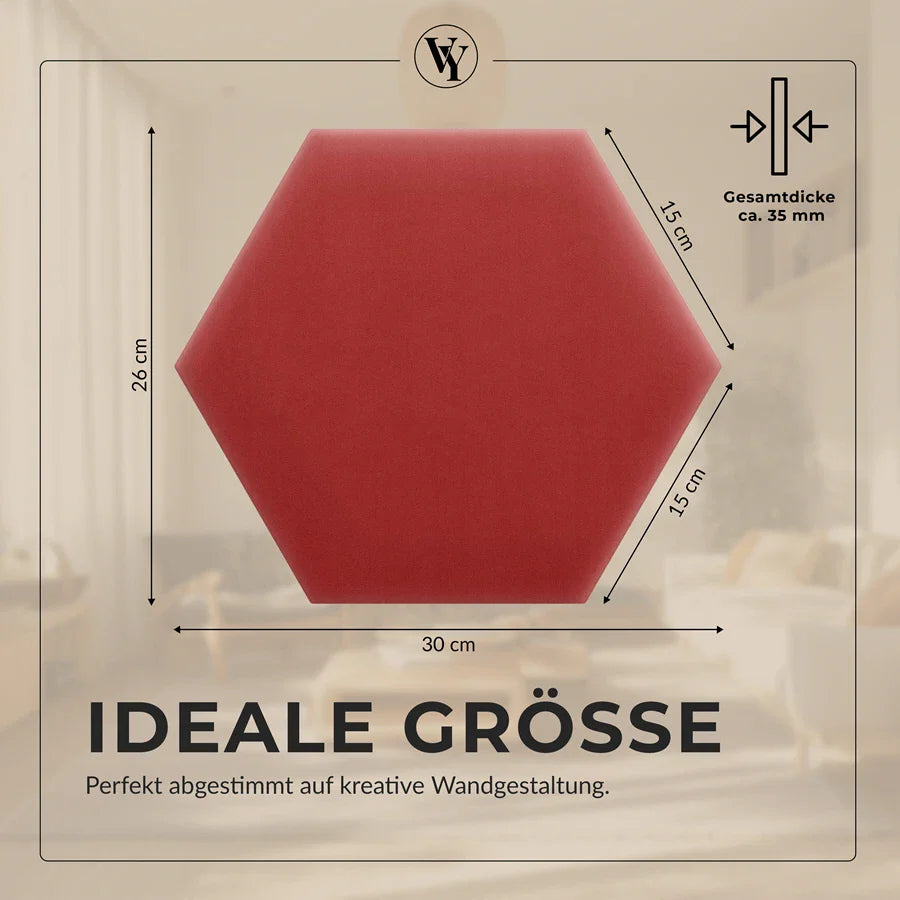 Wandkissen Hexagon | Orientrot M23 Samt