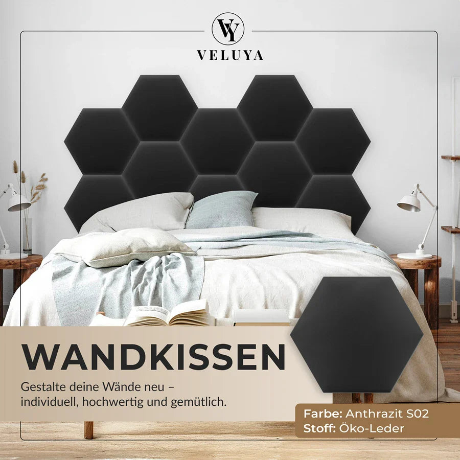 Wandkissen Hexagon | Anthrazit S02 Öko-Leder