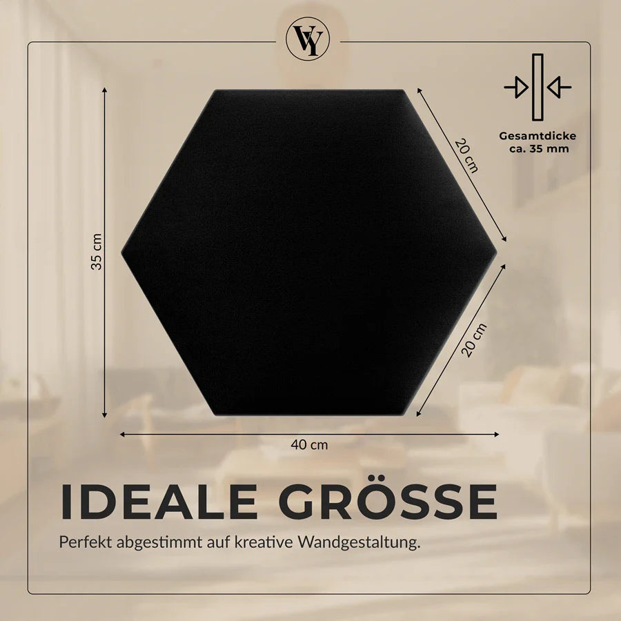 Wandkissen Hexagon | Schwarz T01 Velours