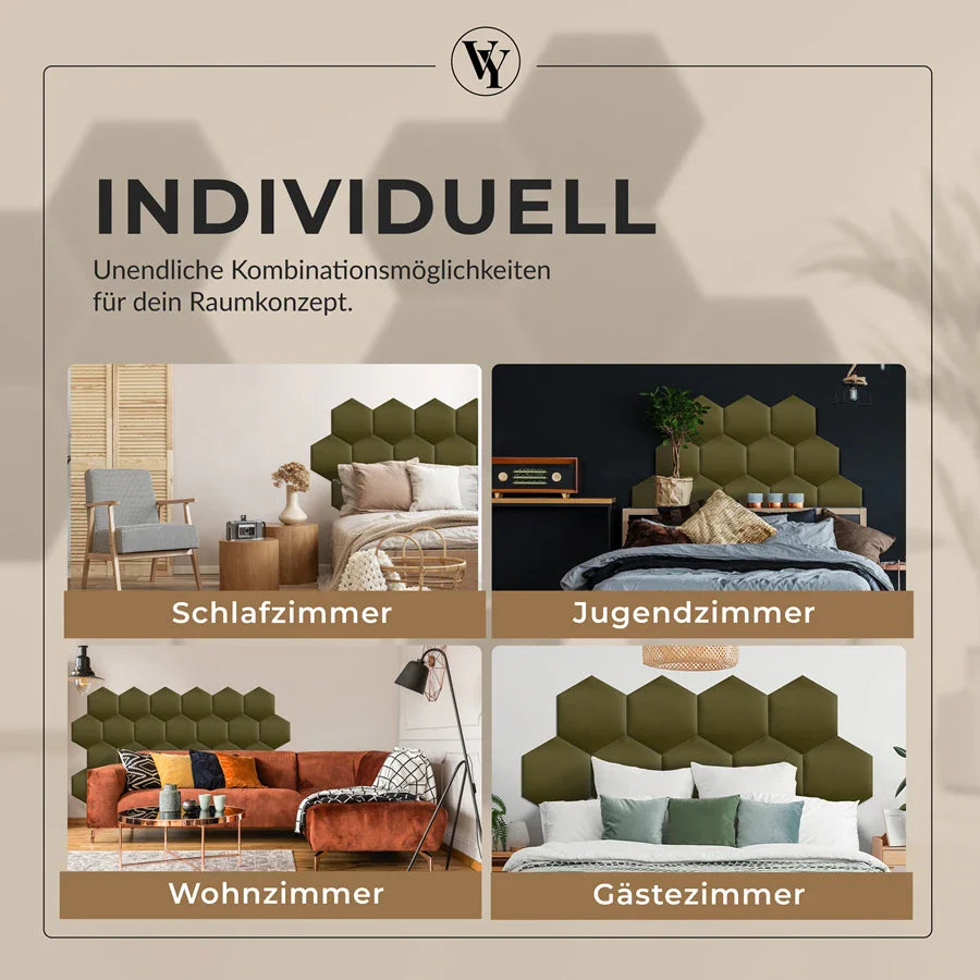 Wandkissen Hexagon | Khaki T27 Velours