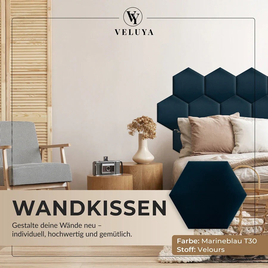 Wandkissen Hexagon | Marineblau T30 Velours