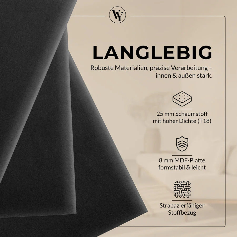 Wandkissen Quadrat | Schwarz M01 Samt