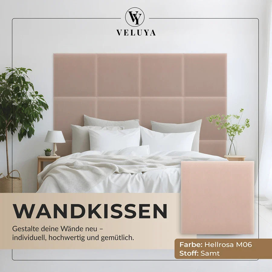 Wandkissen Quadrat | Hellrosa M06 Samt