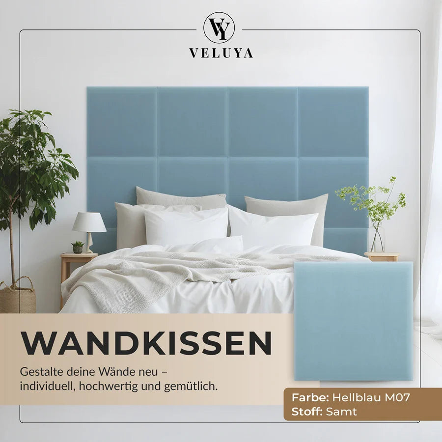 Wandkissen Quadrat | Hellblau M07 Samt