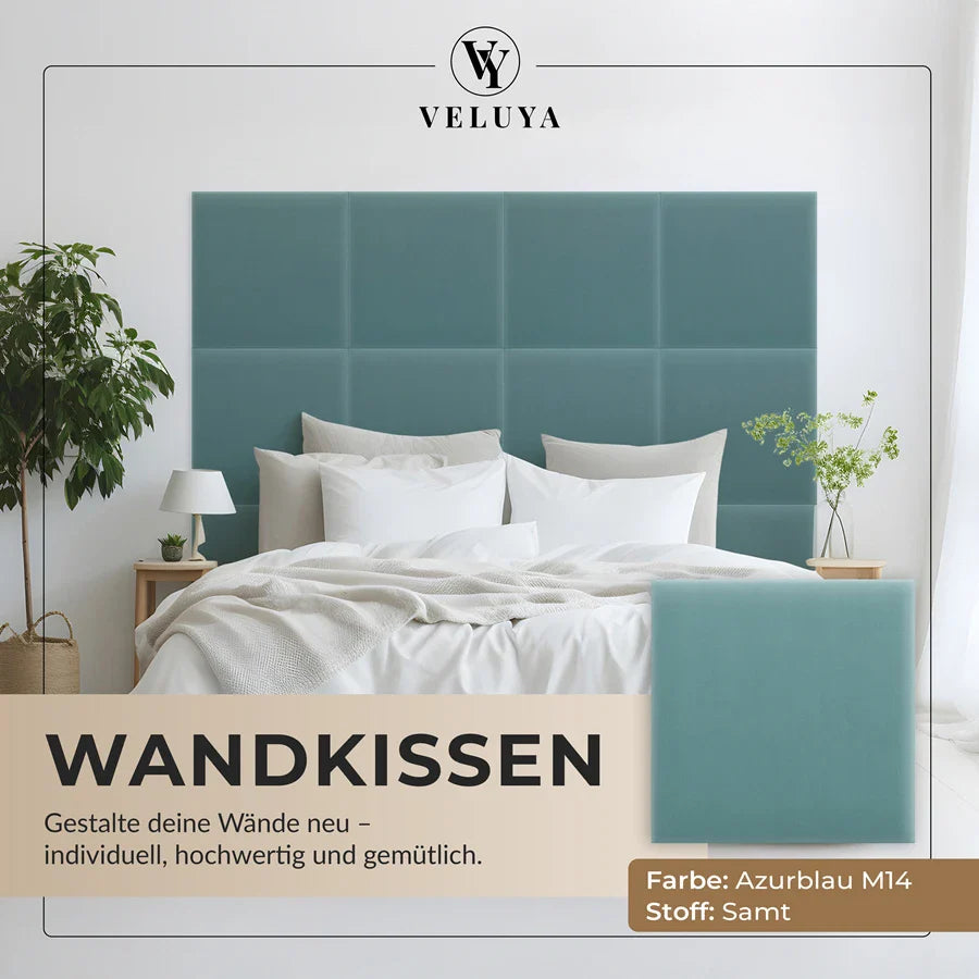 Wandkissen Quadrat | Azurblau M14 Samt