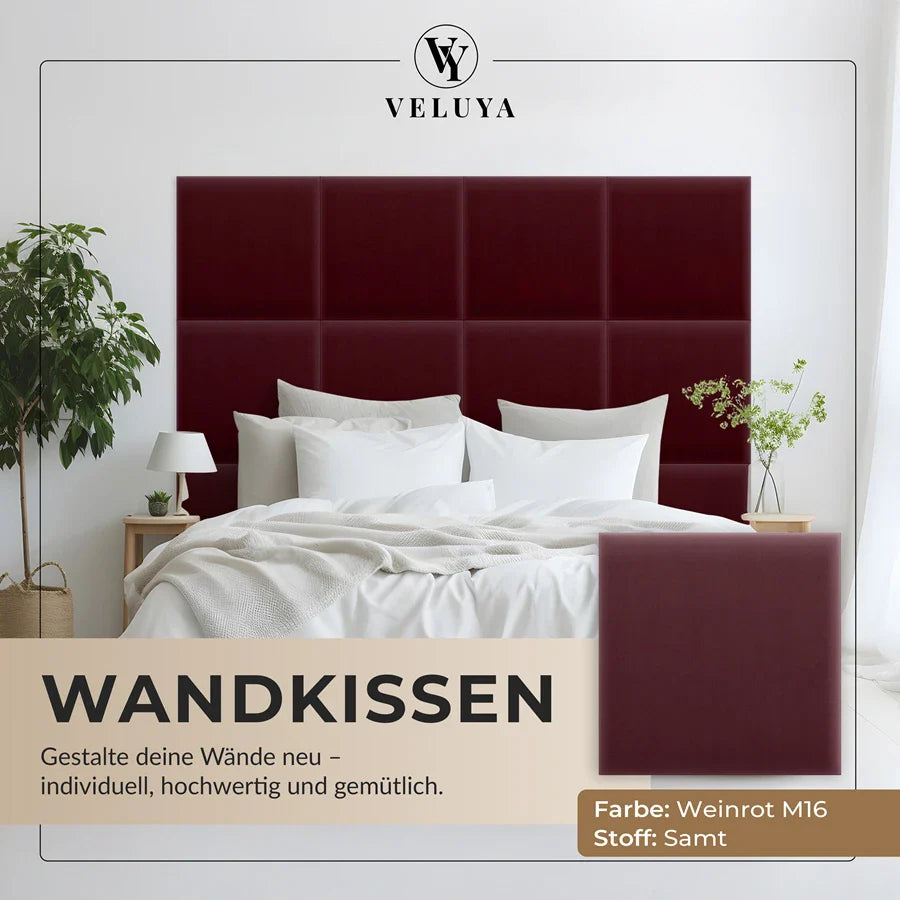 Wandkissen Quadrat | Weinrot M16 Samt