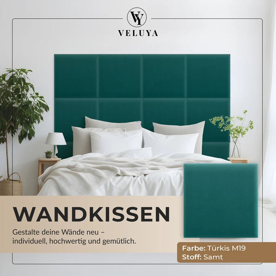 Wandkissen Quadrat | Türkis M19 Samt