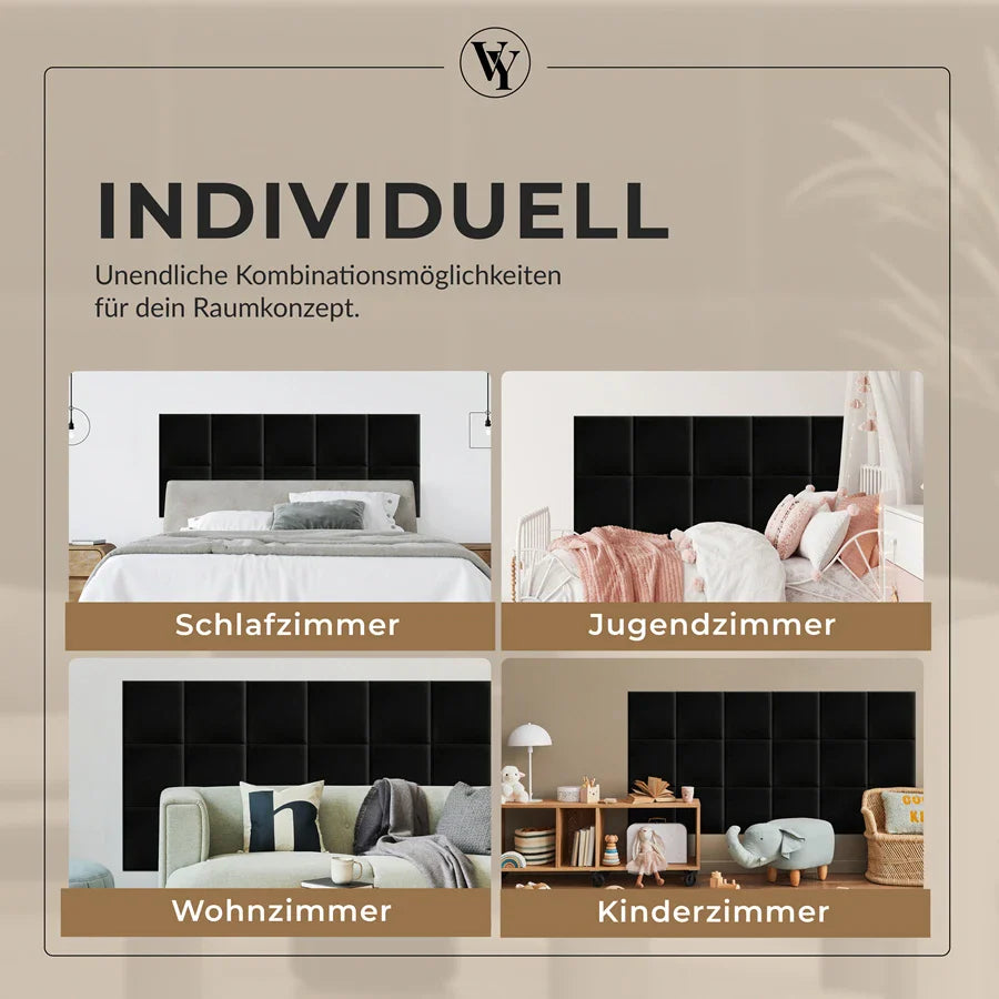 Wandkissen Quadrat | Schwarz T01 Velours
