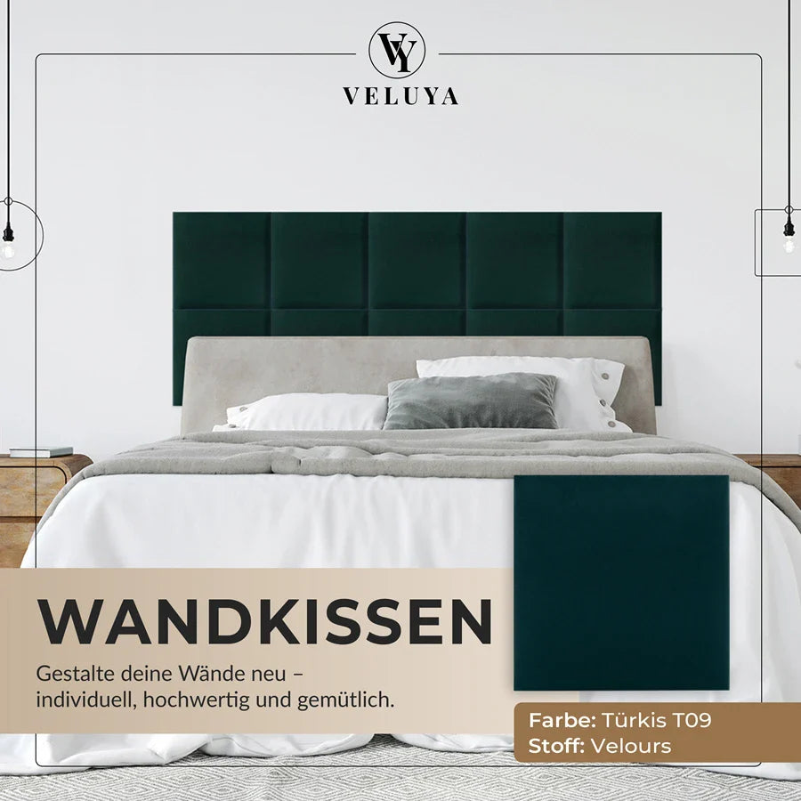 Wandkissen Quadrat | Türkis T09 Velours