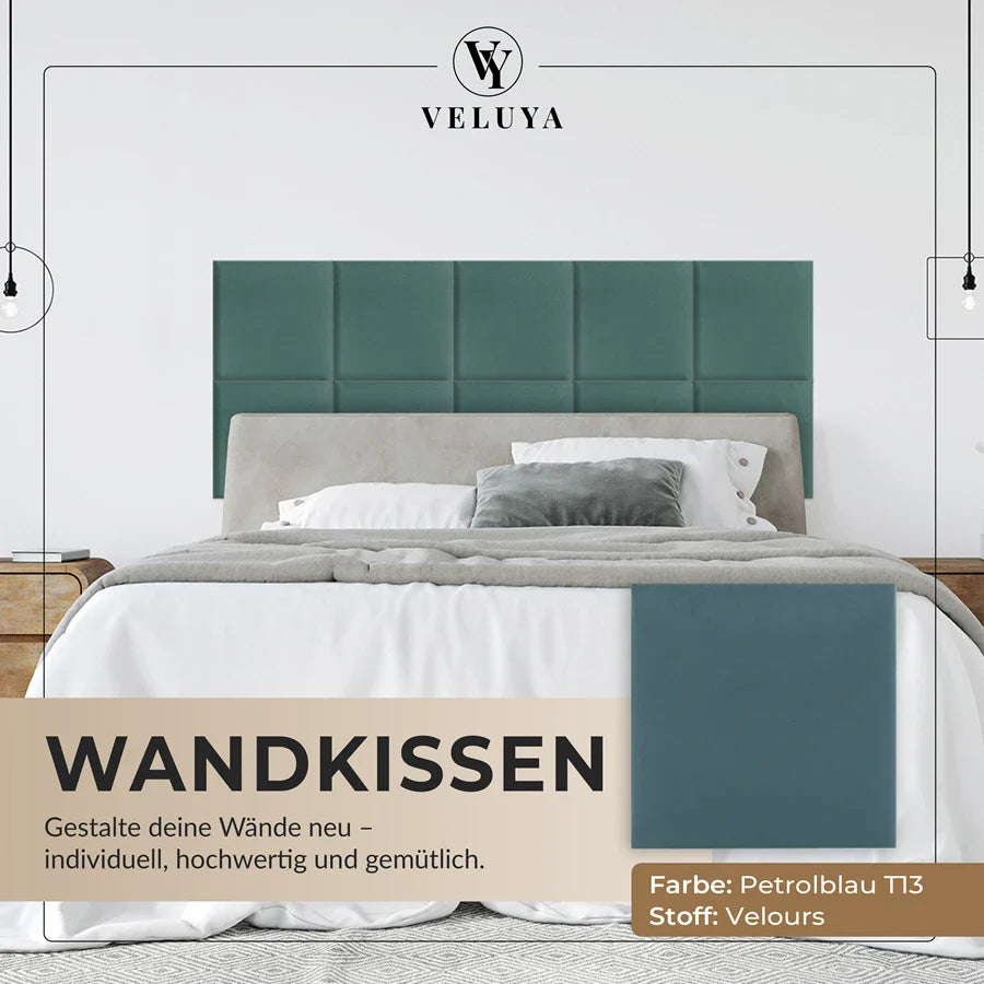 Wandkissen Quadrat | Petrolblau T13 Velours