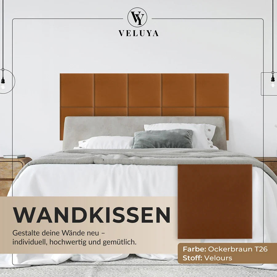 Wandkissen Quadrat | Ockerbraun T26 Velours