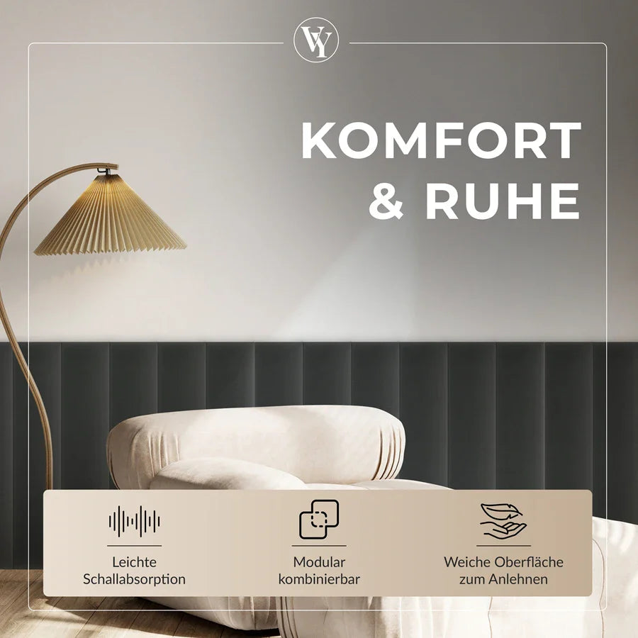 Wandkissen Rechteck | Anthrazit M02 Samt