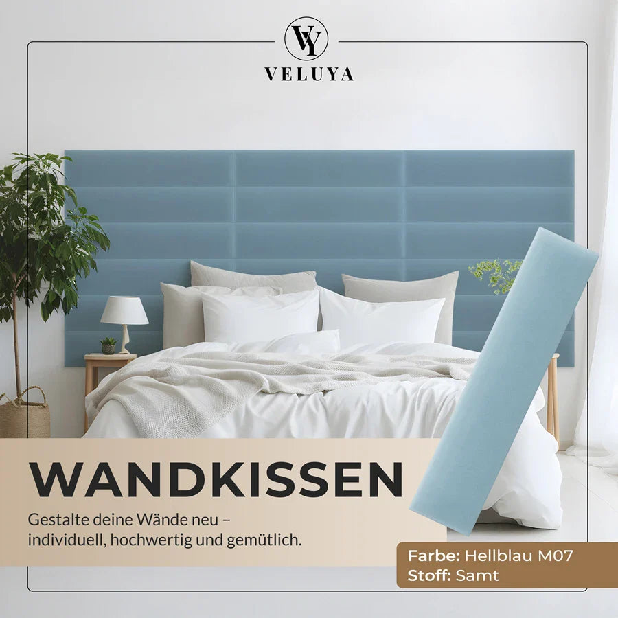 Wandkissen Rechteck | Hellblau M07 Samt