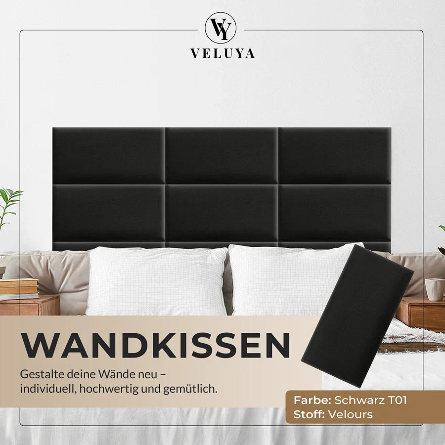 Wandkissen Rechteck | Schwarz T01 Velours