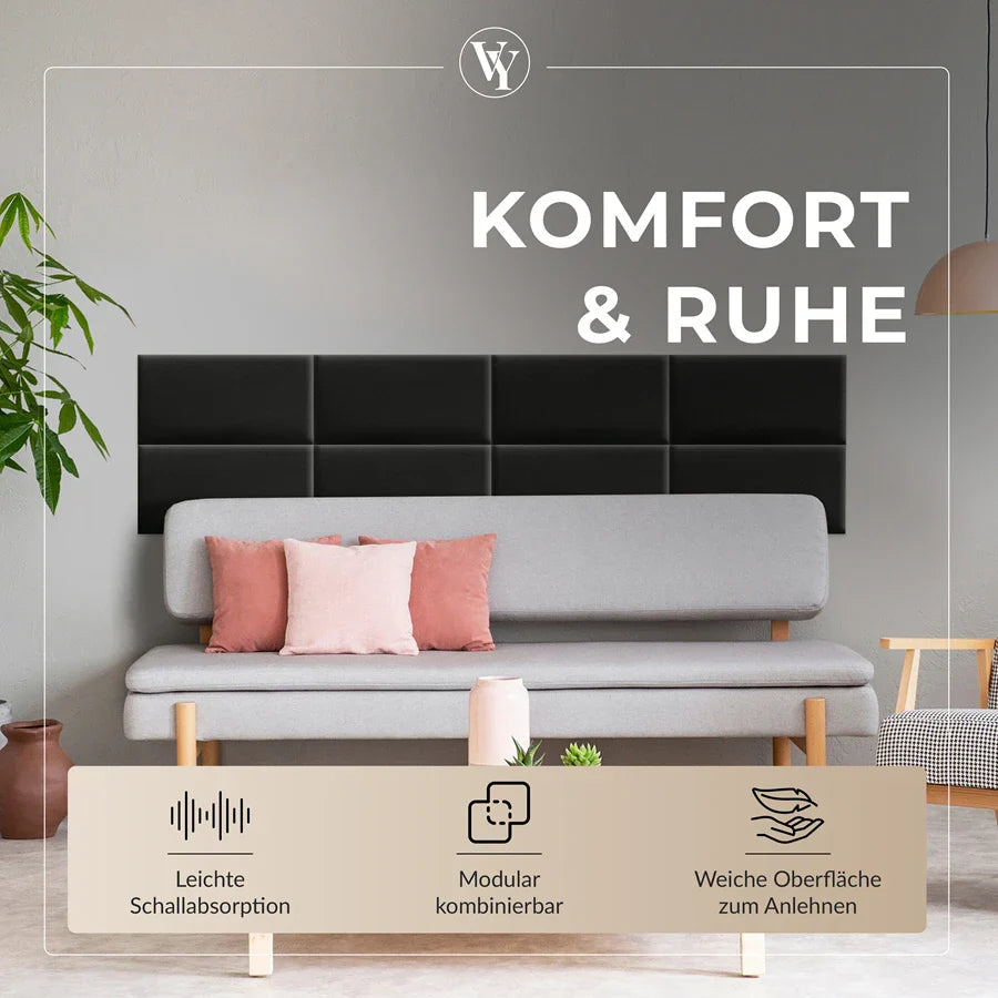 Wandkissen Rechteck | Schwarz T01 Velours