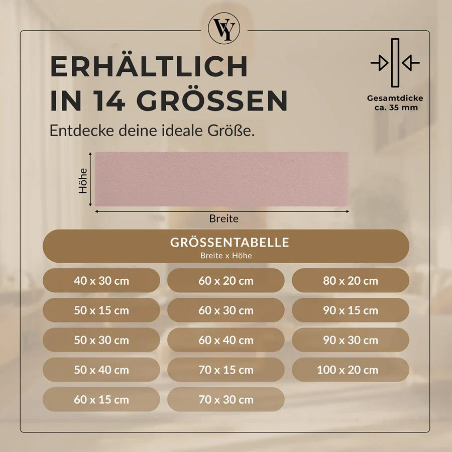 Wandkissen Rechteck | Rosa T05 Velours