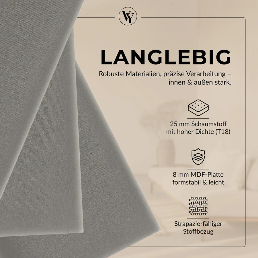 Wandkissen Rechteck | Hellgrau T06 Velours