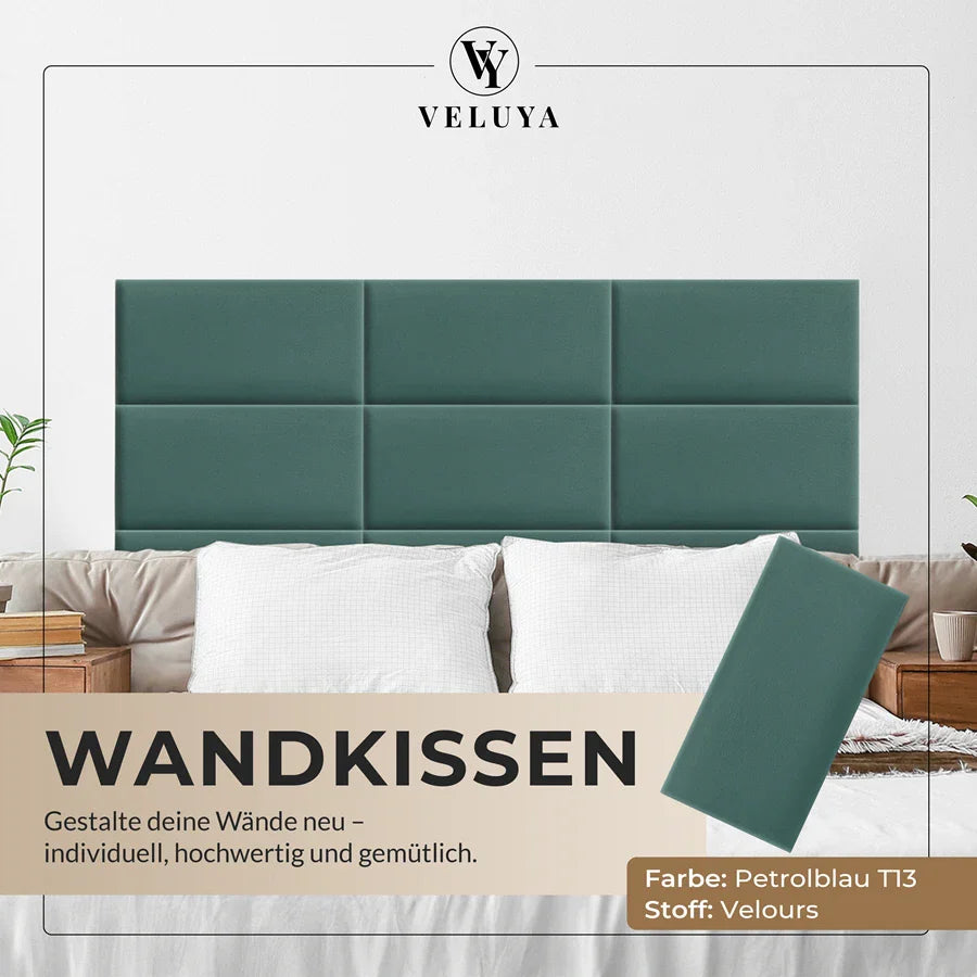 Wandkissen Rechteck | Petrolblau T13 Velours