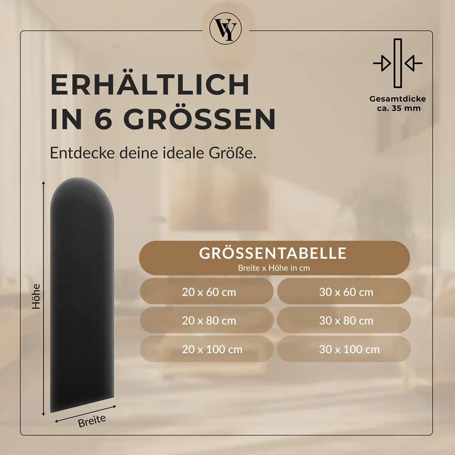Wandkissen Rundbogen | Schwarz M01 Samt