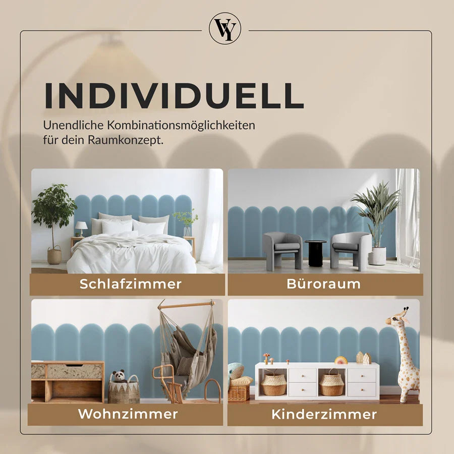 Wandkissen Rundbogen | Hellblau M07 Samt